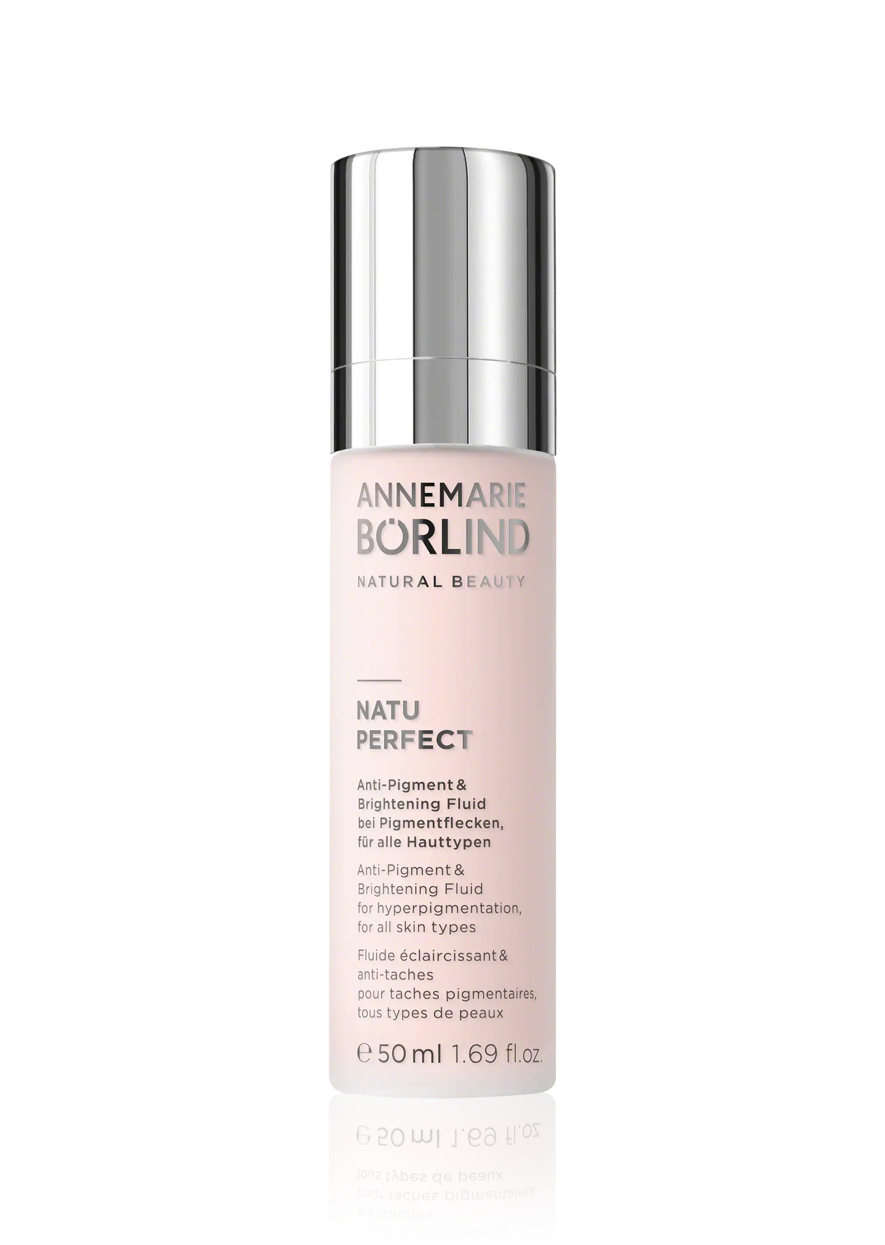 ANNEMARIE BÖRLIND NATU PERFECT Anti-Pigment & Brightening Fluid in 50 ml Flasche mit silbernem Verschluss