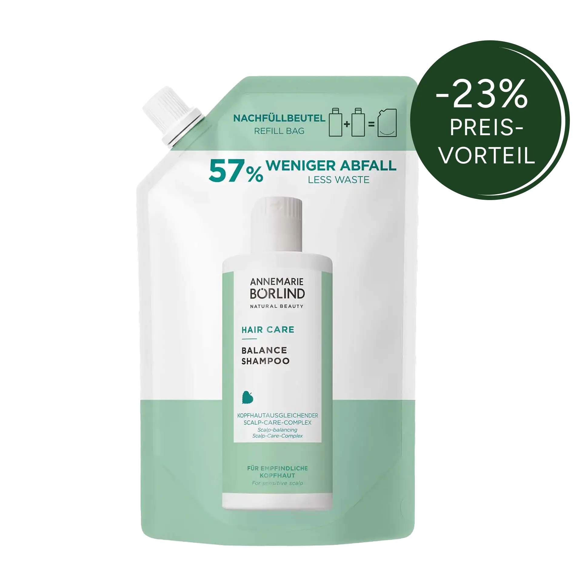 ANNEMARIE BÖRLIND Hair Care Balance Shampoo 500ml mit Kopfhaut ausgleichendem Scalp-Care-Complex für empfindliche Kopfhaut mit Badge