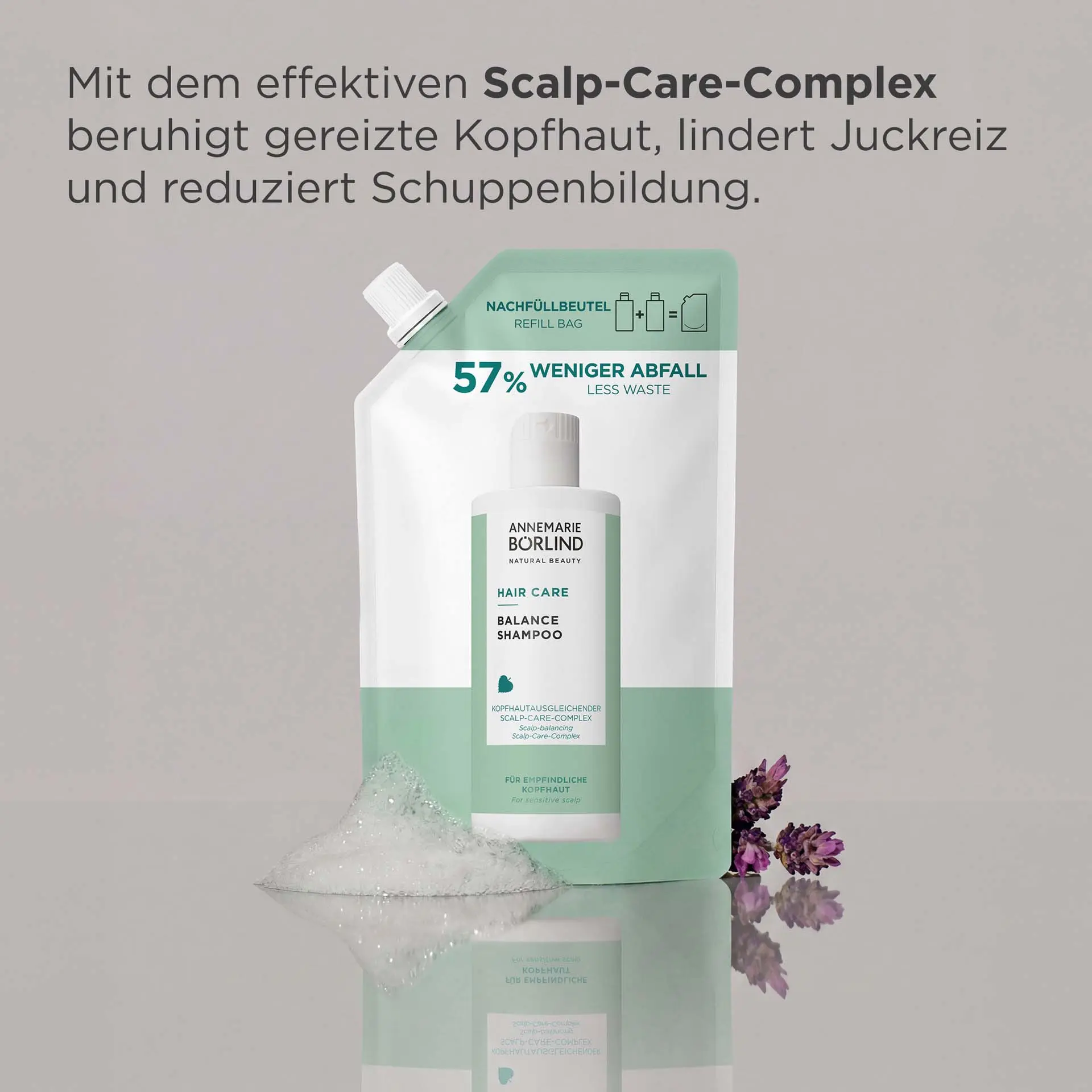 ANNEMARIE BÖRLIND Hair Care Balance Shampoo 500ml mit Kopfhaut ausgleichendem Scalp-Care-Complex für empfindliche Kopfhaut mit Badge mit USP