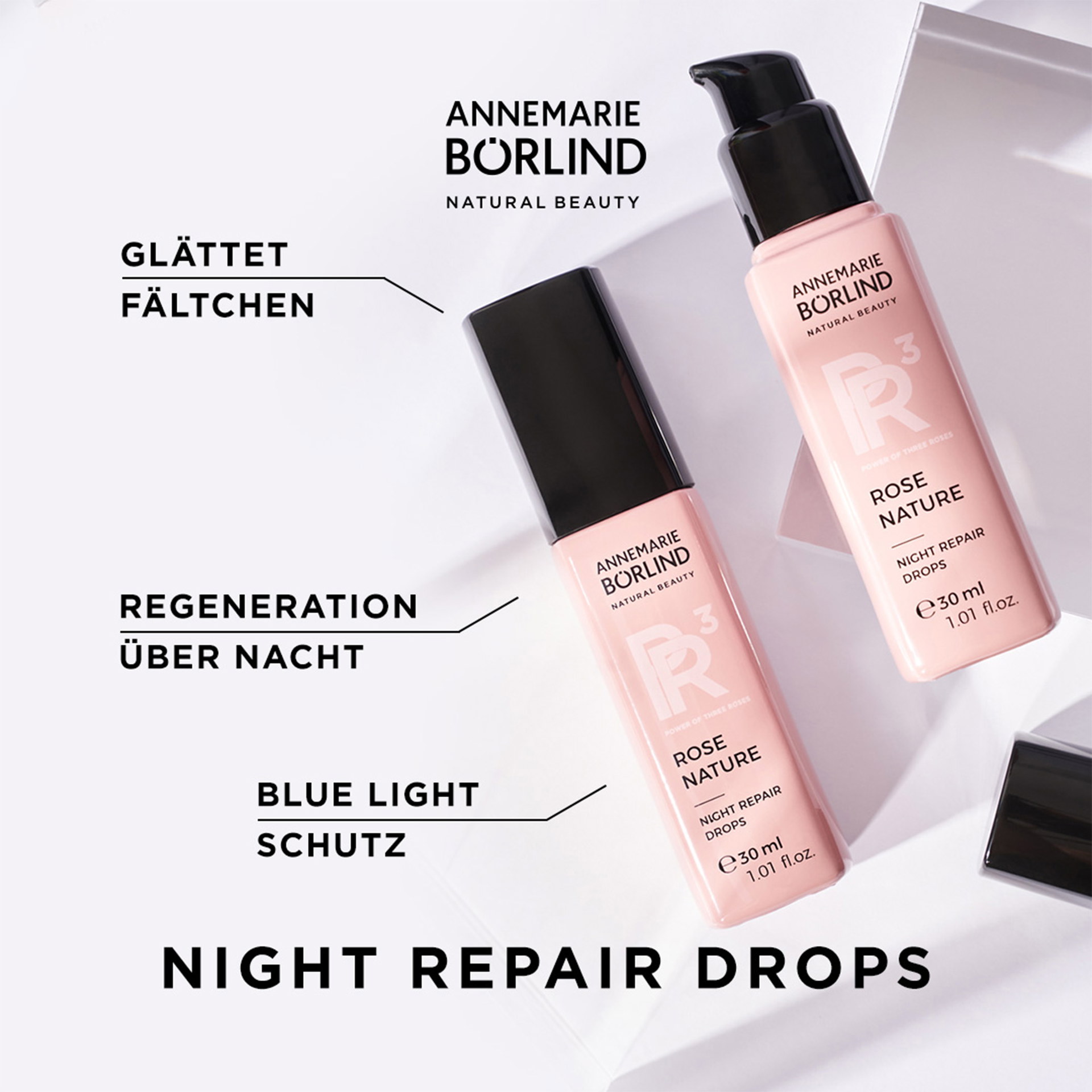 ANNEMARIE BÖRLIND ROSE NATURE Night Repair Drops mit Glättung, Regeneration über Nacht und Blue Light Schutz