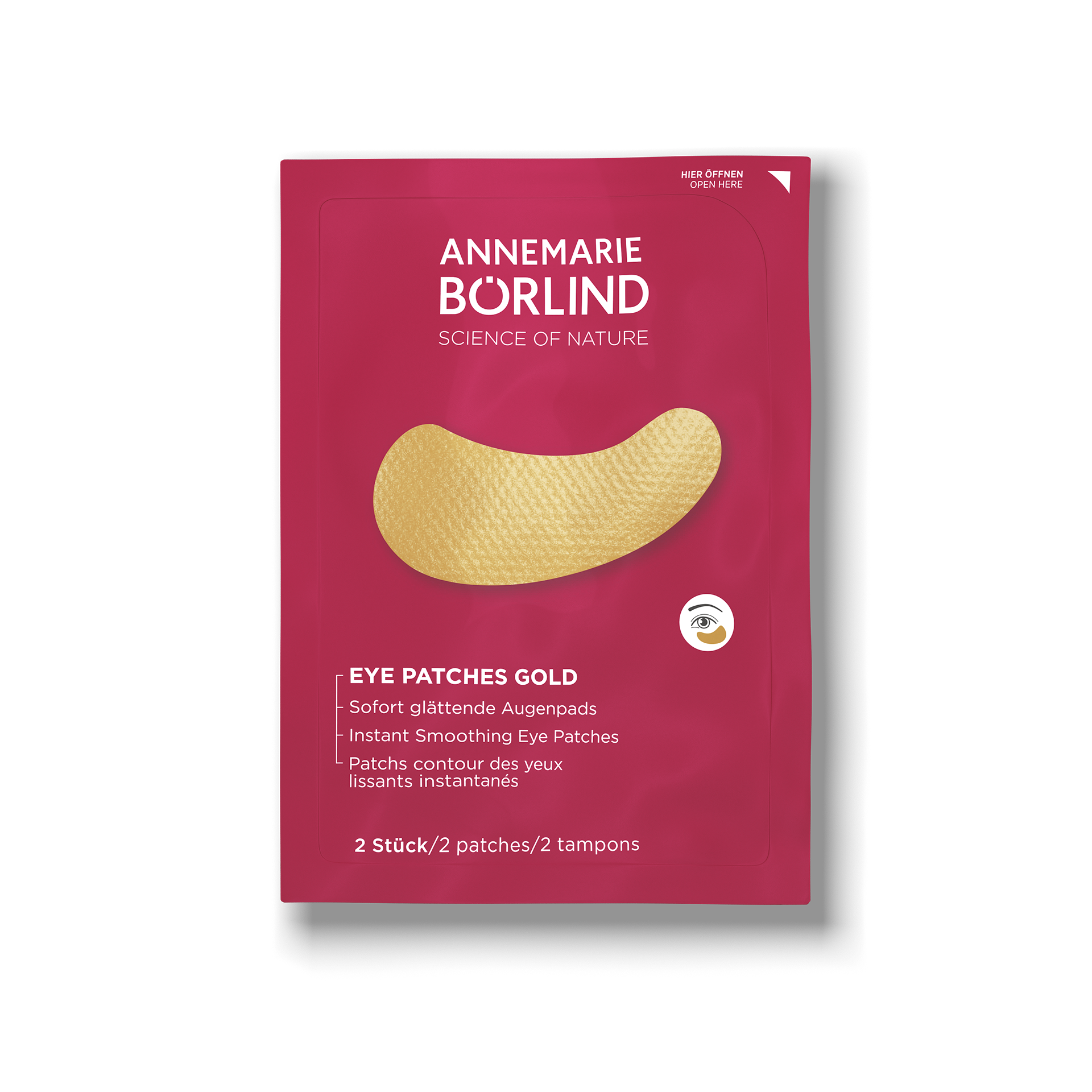 ANTI-AGING AUGENPADS GOLD Faltschachtel in rot mit weißer Schrift