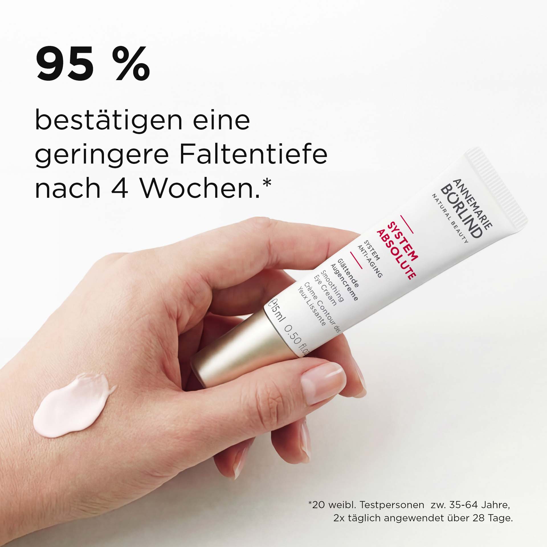 ANNEMARIE BÖRLIND SYSTEM ABSOLUTE glättende Augencreme in 15 ml Tube mit goldfarbenem Verschluss mit Wirksamkeit