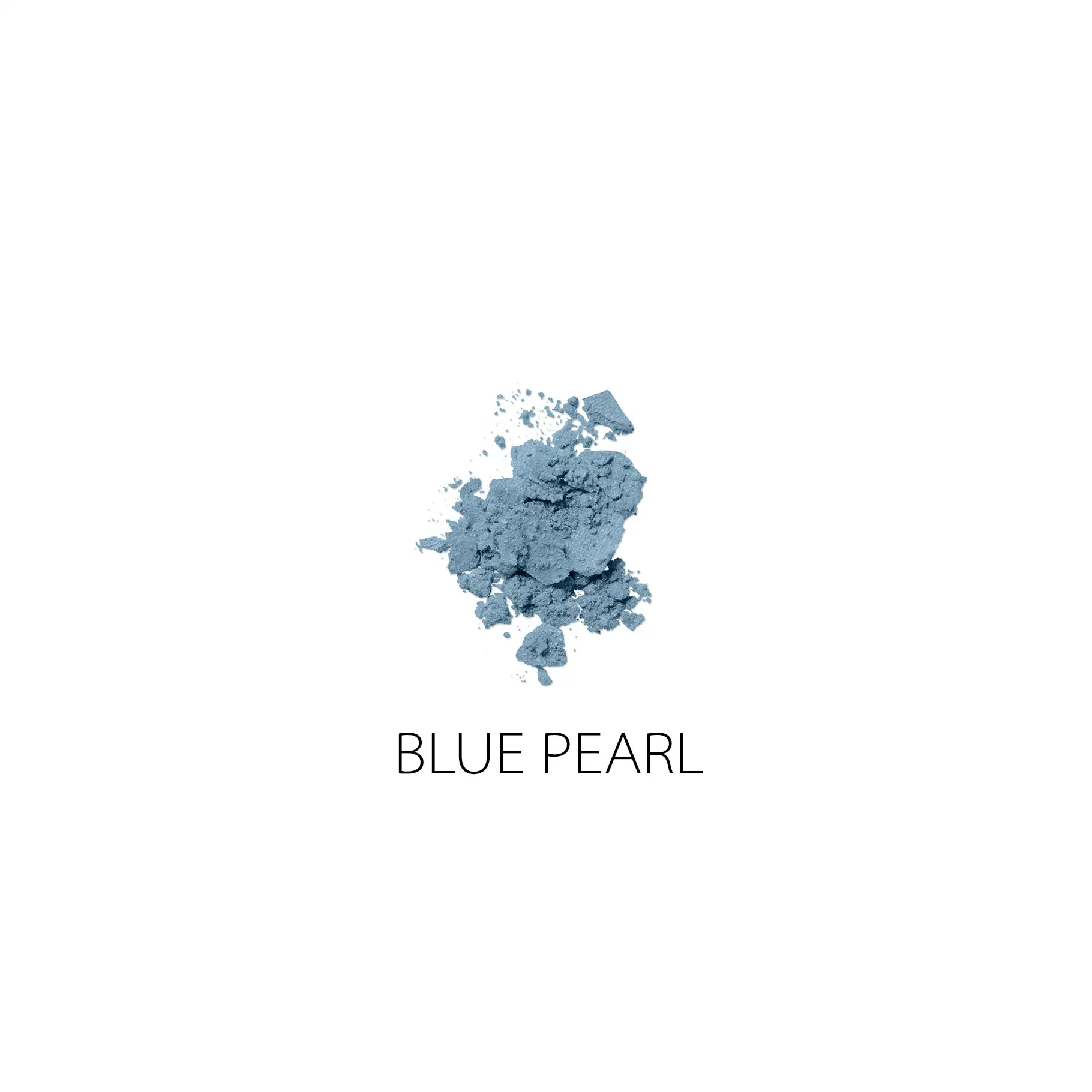 ANNEMARIE BÖRLIND Lidschatten BLUE PEARL in pulverisierter, blauer Perlmutt-Textur auf weißem Hintergrund