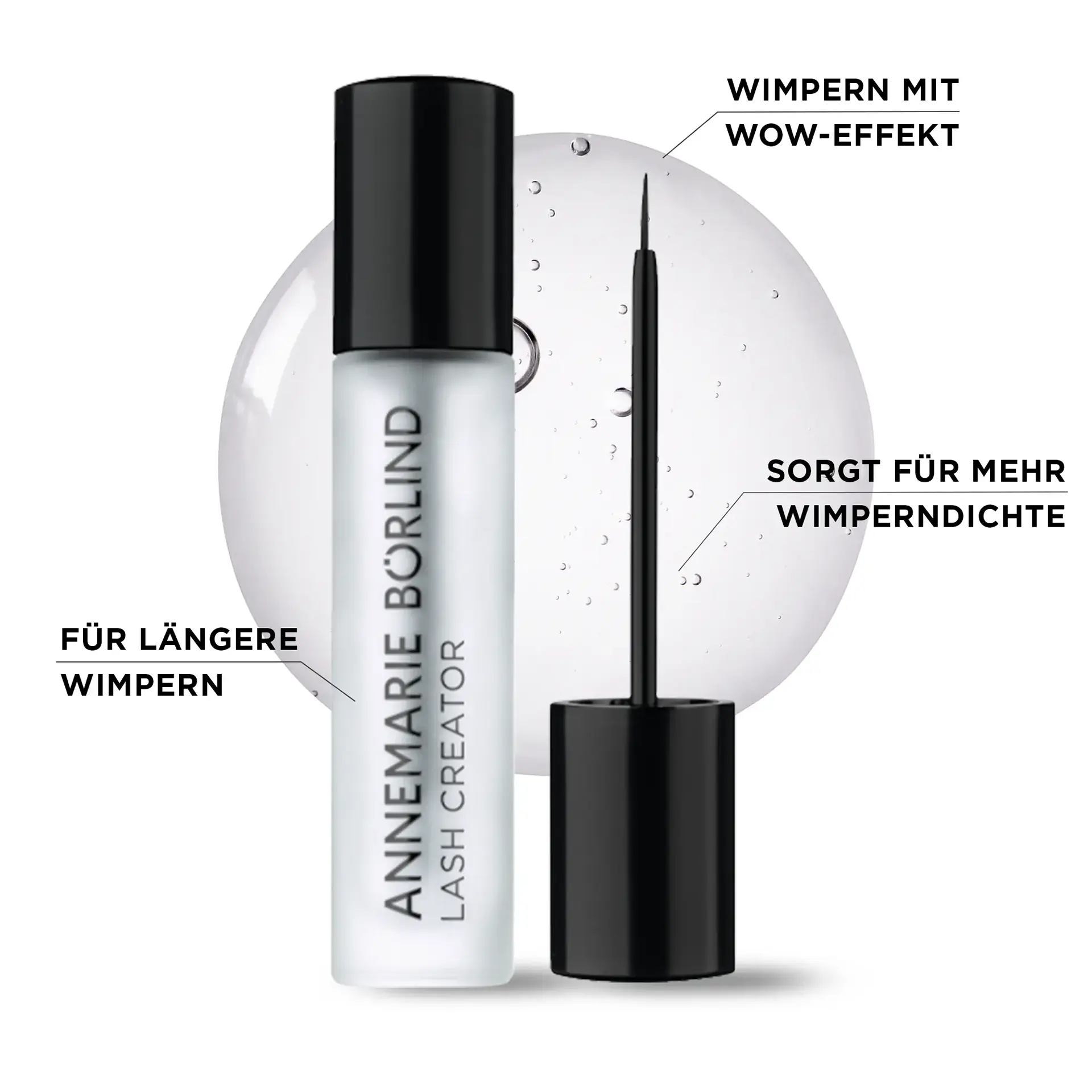 ANNEMARIE BÖRLIND Lash Creator transparentes Wimpernserum mit feinem Pinsel und Produktprobe und USPs