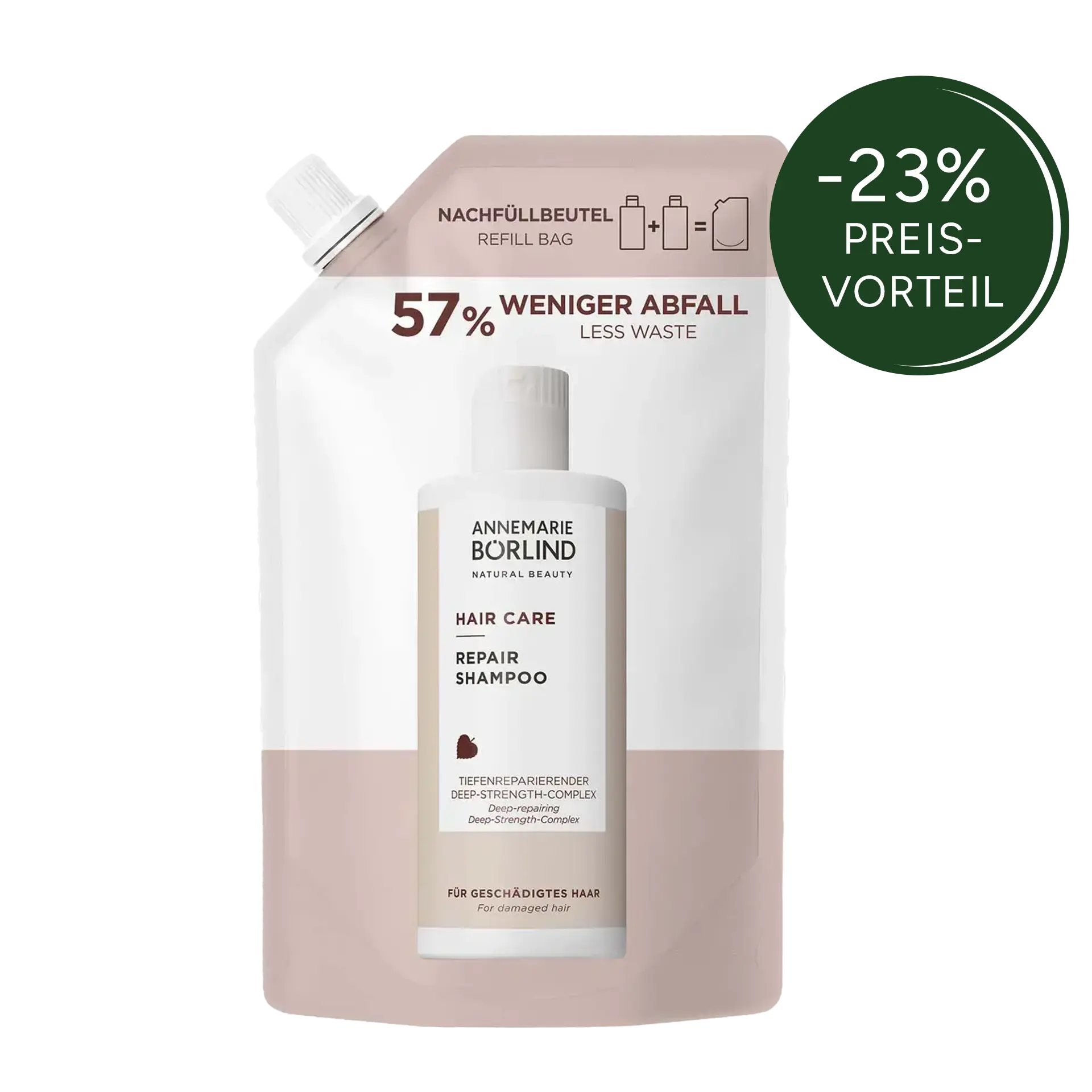 ANNEMARIE BÖRLIND Hair Care Repair Shampoo mit tiefenreparierendem Complex für geschädigtes Haar mit Badge
