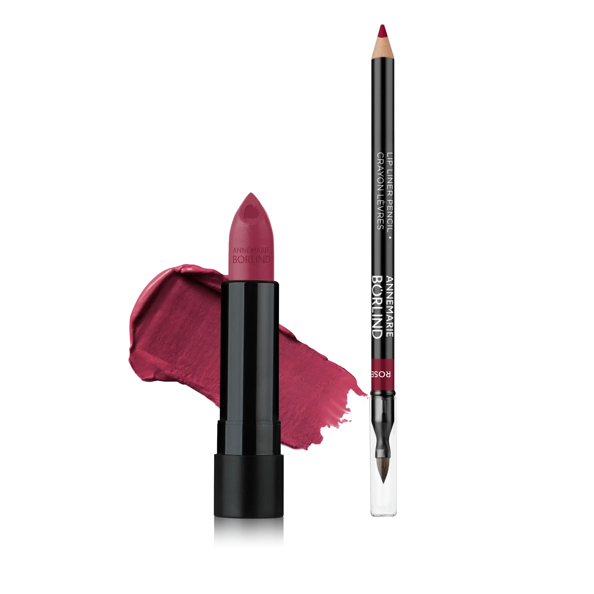 ANNEMARIE BÖRLIND Lippenstift und Lipliner in Rosewood mit cremiger Textur und präzisem Pinsel
